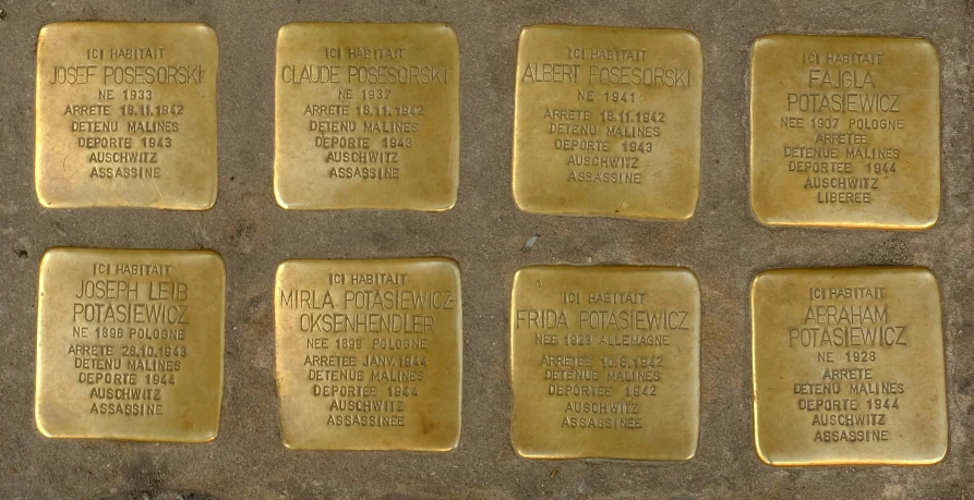 gold plaques placed on the side of a sidewalk