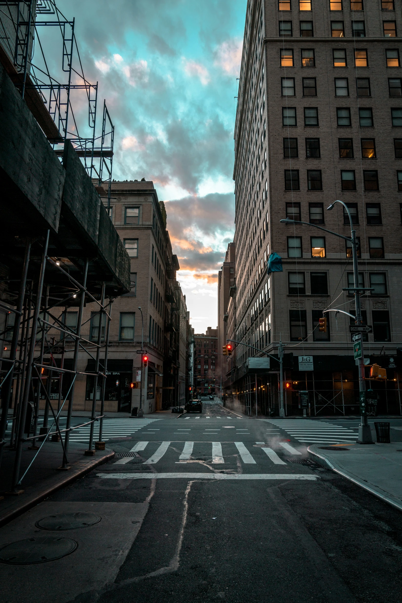 a city street that has a sky in the background