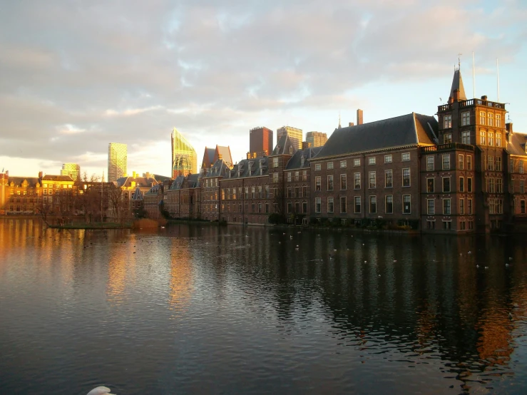 the water has several different buildings on it