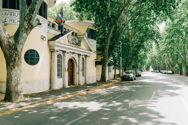 the streets in a neighborhood are clean and empty