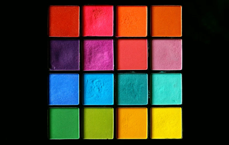 the colors of rainbow paint in squares