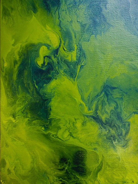 the top half of a painting with green