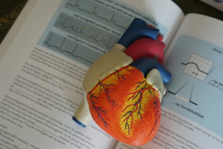 an open book with medical diagrams on top of it
