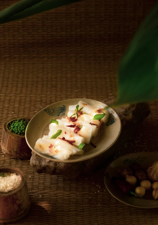 a close up of a plate with food on it