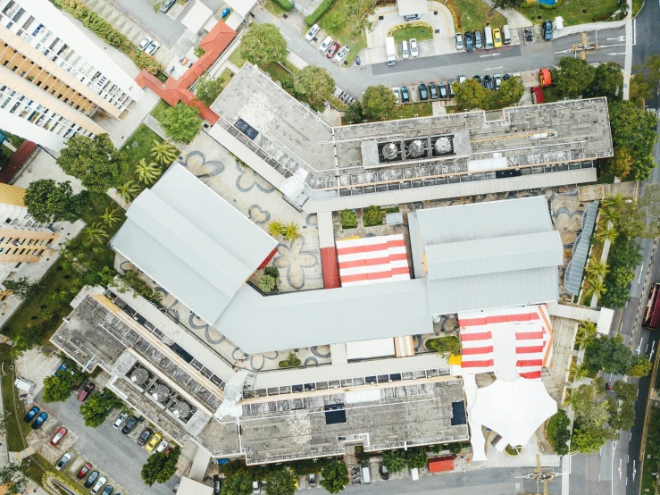 aerial view of a building in the city
