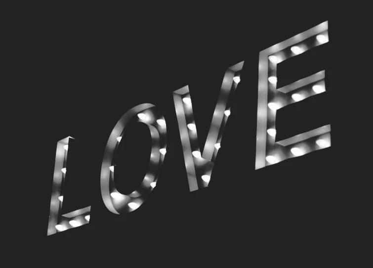 the words love in lights are arranged into the shape of the word
