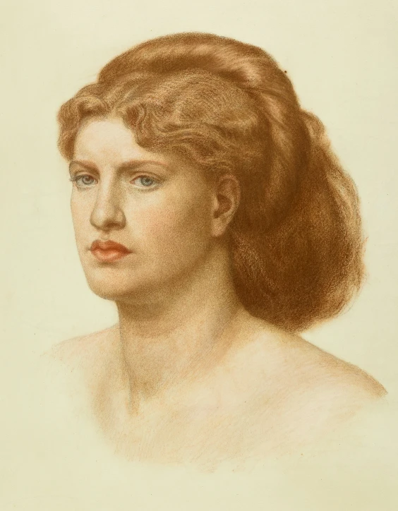 a drawing of a woman with her hair up
