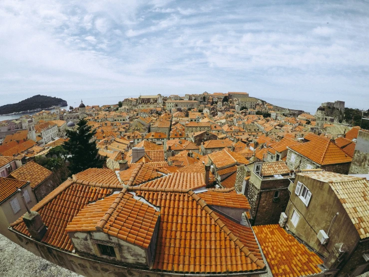 a view of a city that has some old buildings