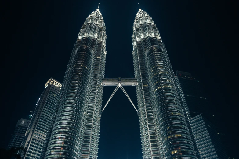 view up into the very tall buildings of petting