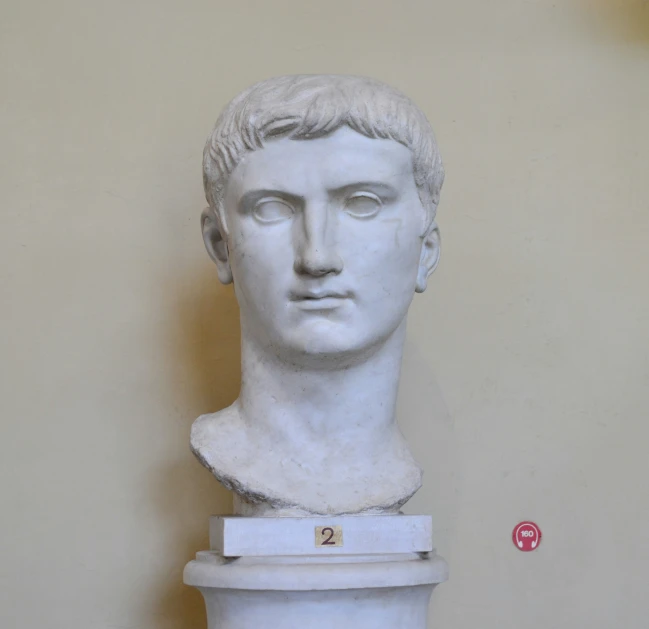 a white head and torso of a marble bust