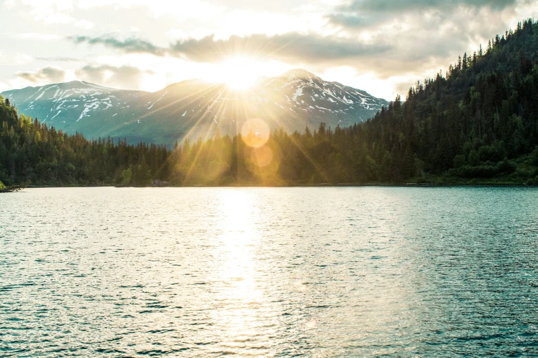 a body of water surrounded by mountains and trees