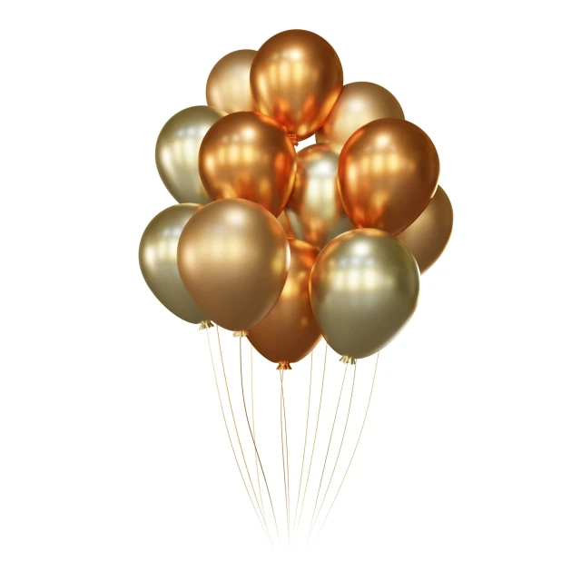 gold and silver balloons with white stems