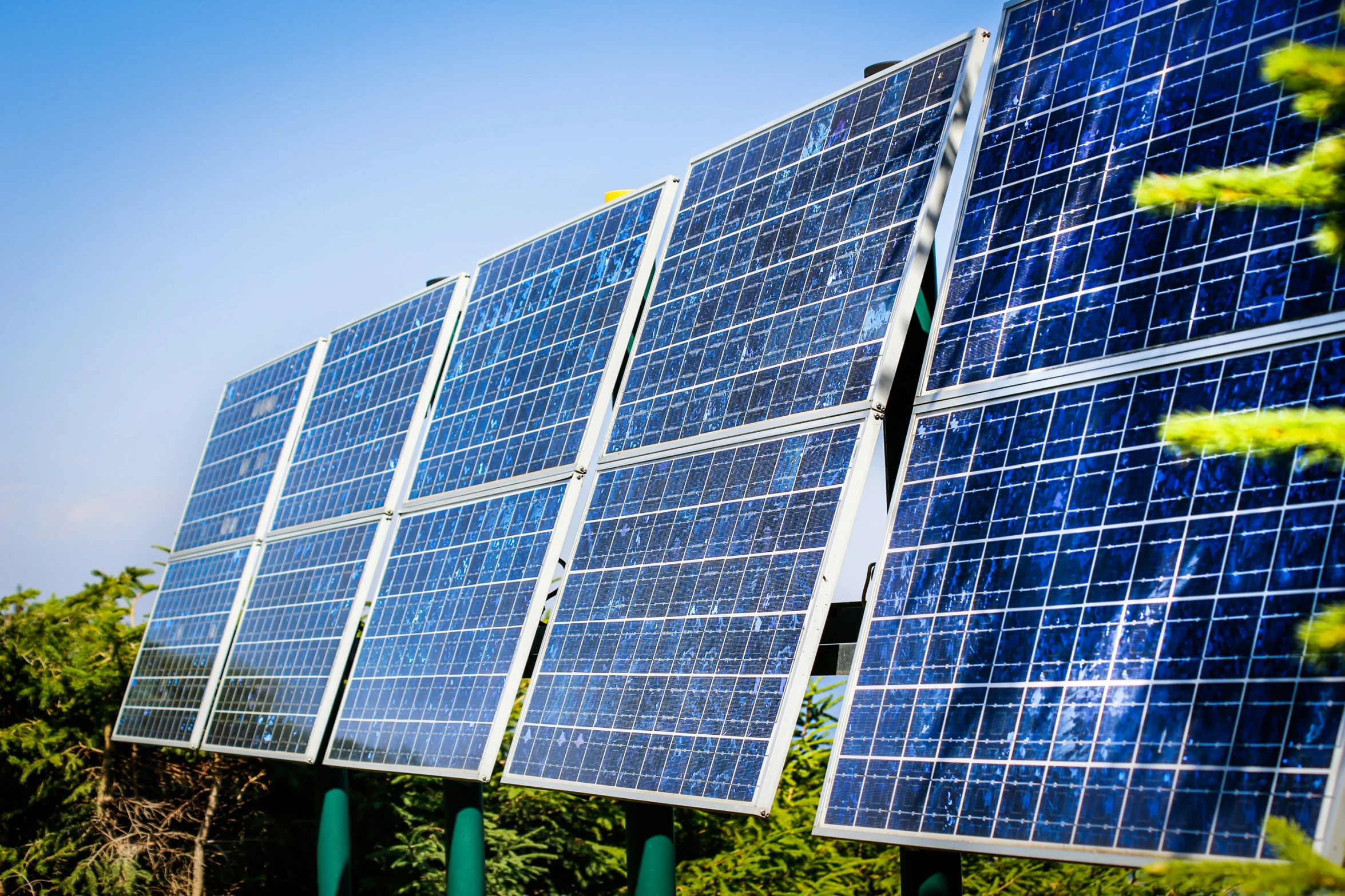 a large number of solar panels in the air