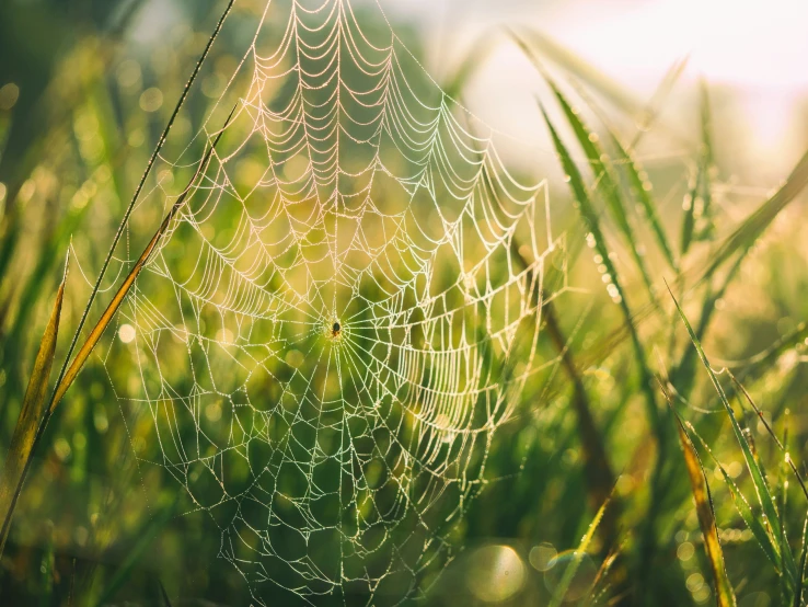 a spiderweft that is sitting on the grass