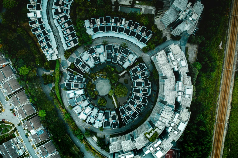 a circular circular building made of lots of doors