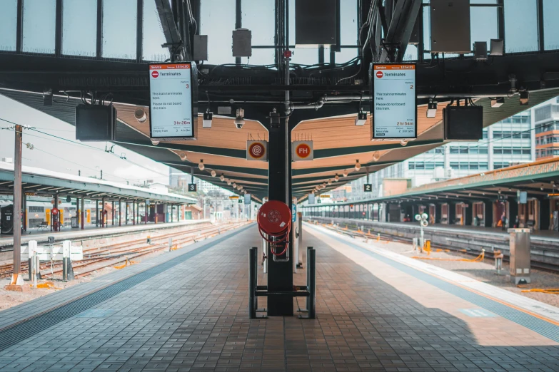 a train on the tracks in a station