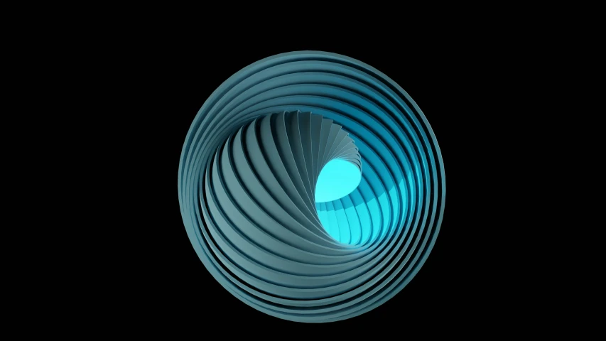 a large circular object with bright blue stripes