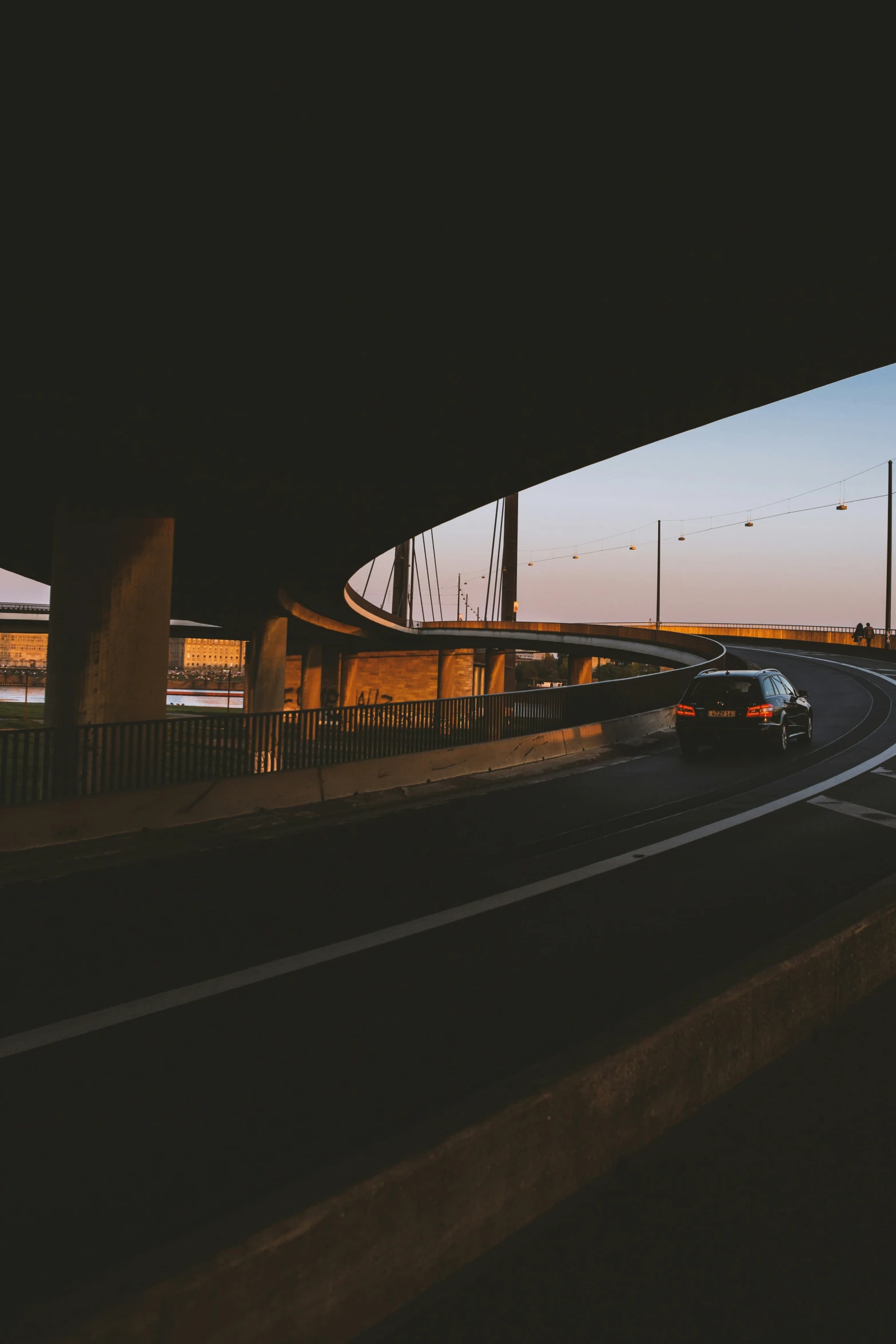 a view looking from a long tunnel of traffic