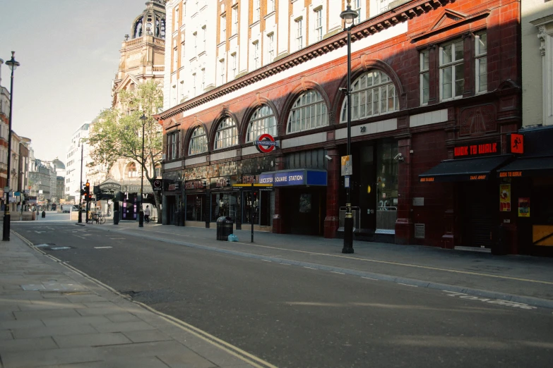 there is a empty street in the city