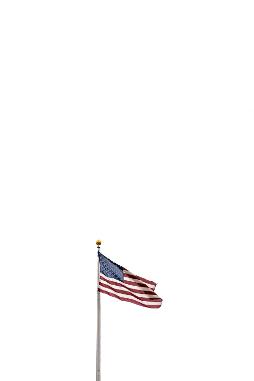 the flag flies on top of a pole with an american flag in the background