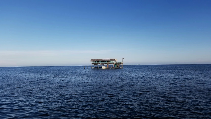 the top of a structure in a body of water