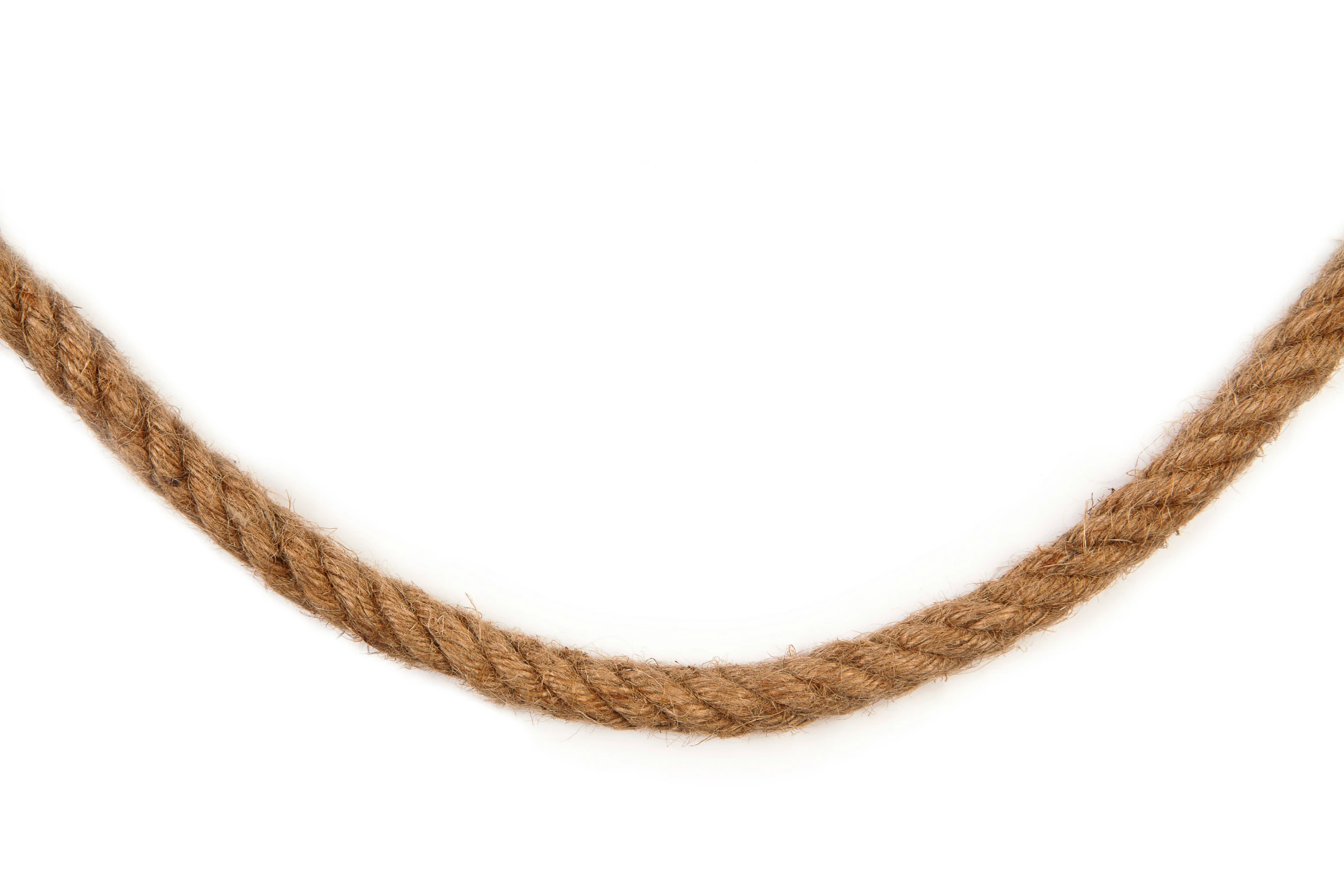 a piece of brown rope against a white background