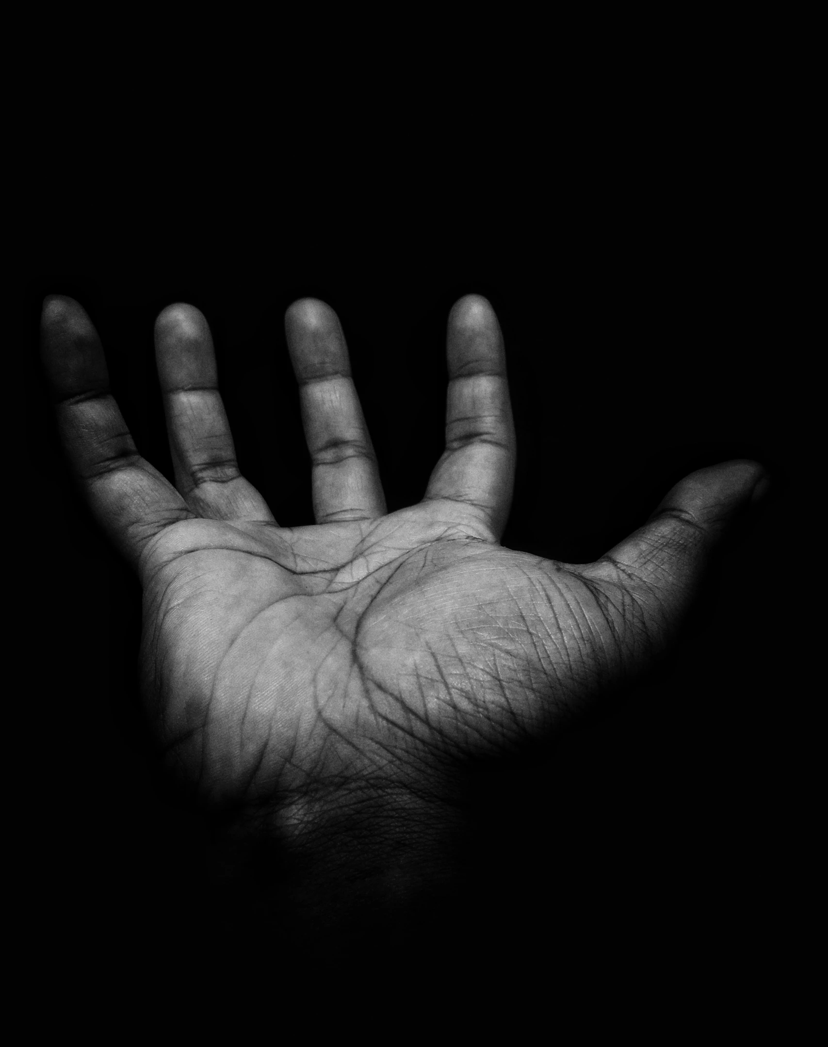 a person's hand outstretched with their palm on it