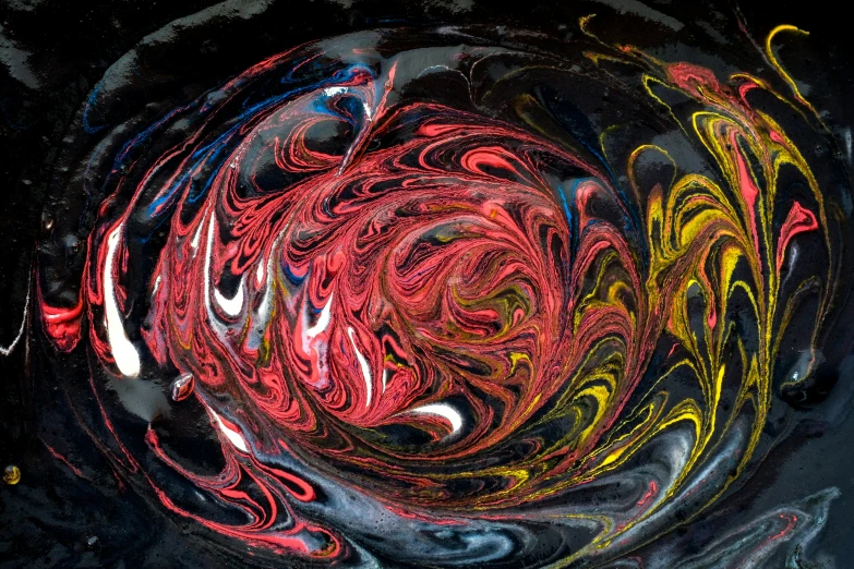 a distorted glass painting with multiple colors