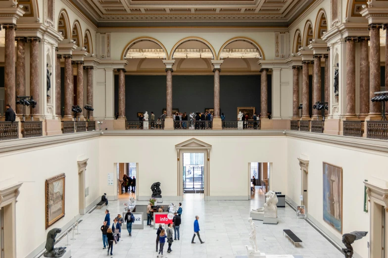 a couple of large columns in the middle of a building