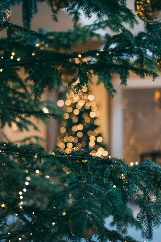 christmas tree ornaments in front of the fireplace