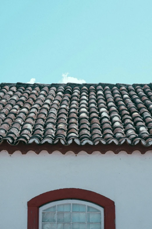 the top of a building with tiled roof tiles