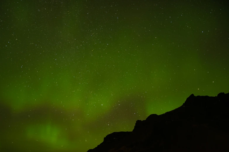 a green and white sky with stars and milky