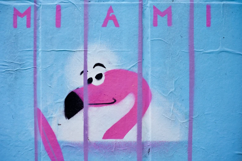 a pink flamingo is in the  cell