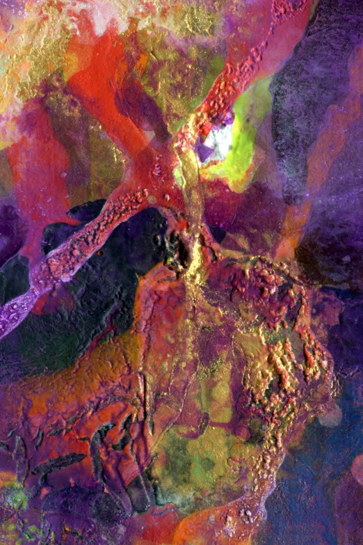 close up image of multicolored painting with white outline