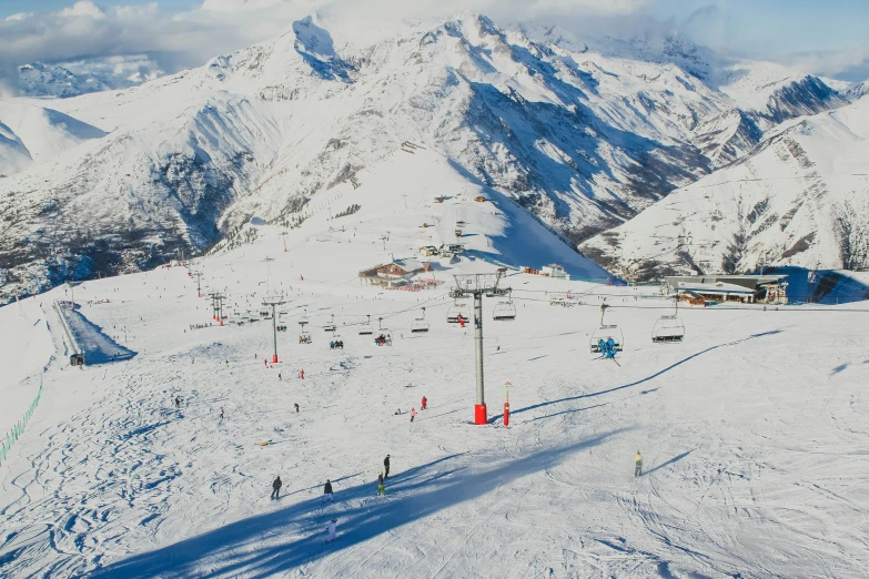 a snowy mountain is covered with lots of snow