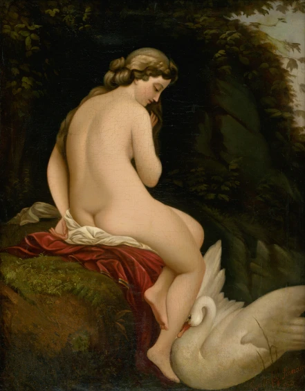 a  woman with white ducks by water
