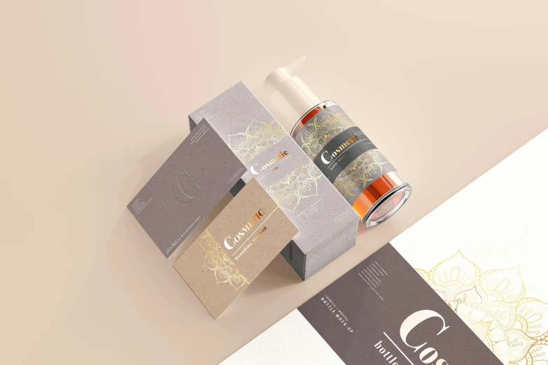 a packaging design with a bottle of oil