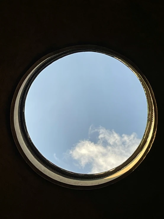 the view looking up into a round window