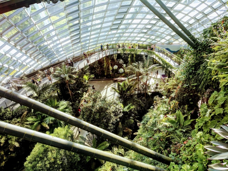 a very high level view of a building with a glass ceiling