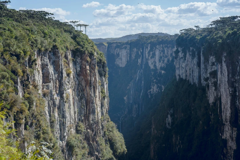 mountains with a narrow river running between them