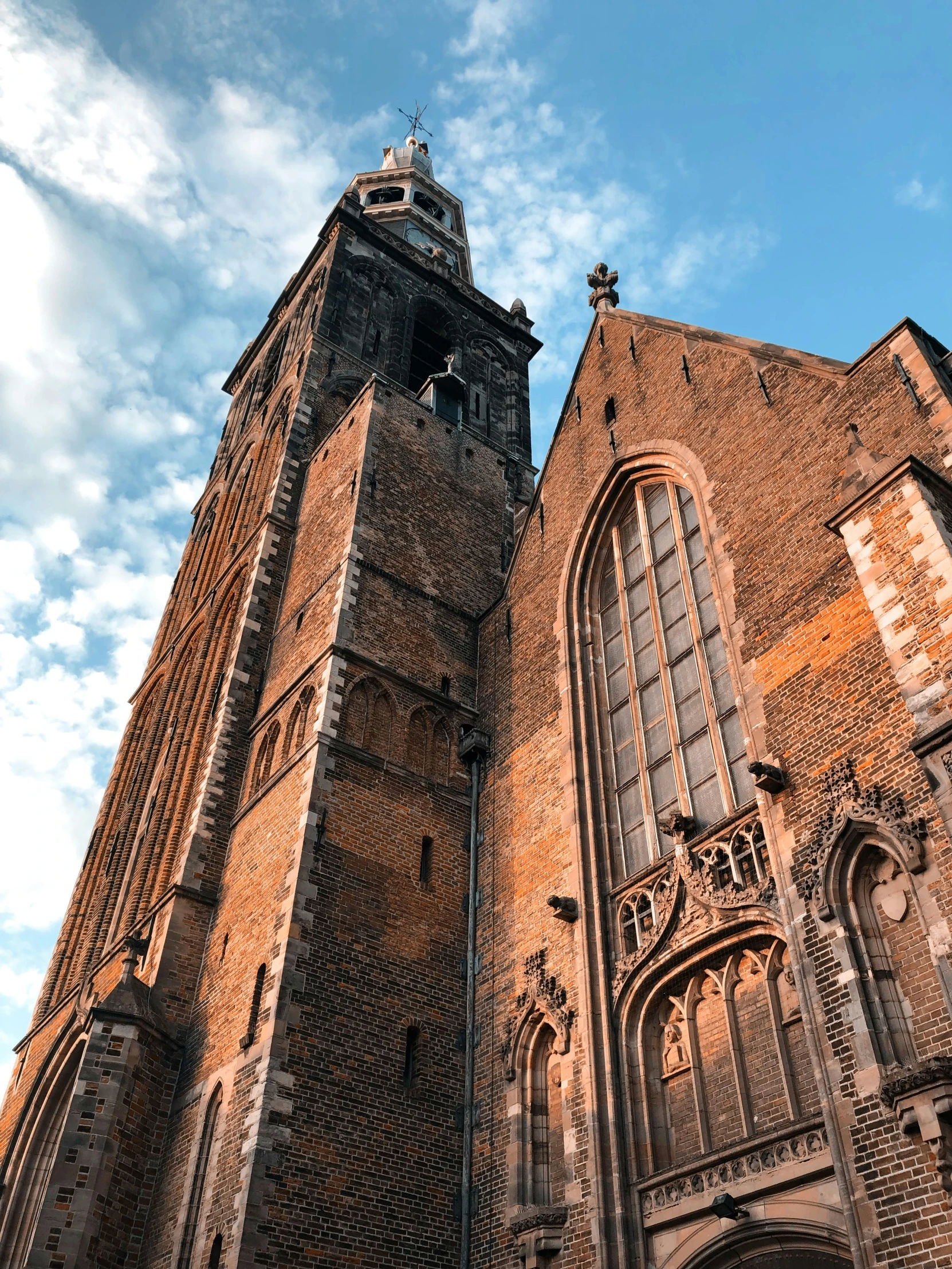 the large, ornate cathedral is built from bricks