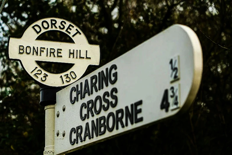 a close up of two street signs at an intersection