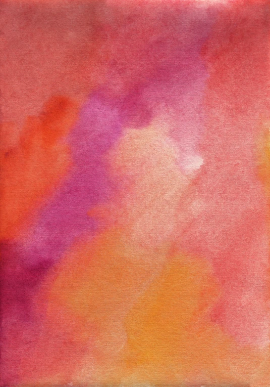 a red and yellow abstract painting on an orange and pink background