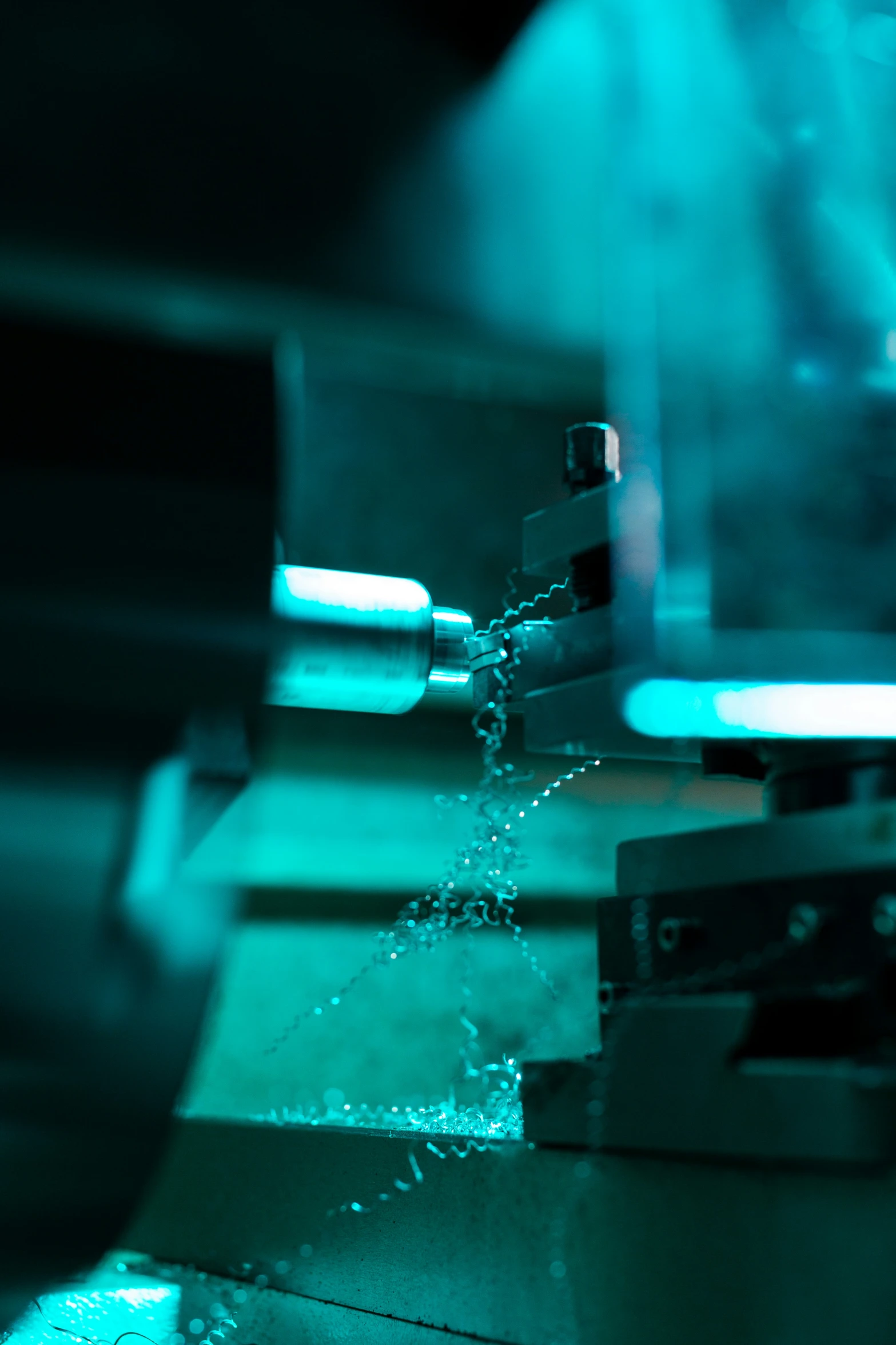 a view from inside of a machine with water running through it