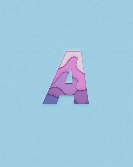 the letter a with colorful shapes on a blue background