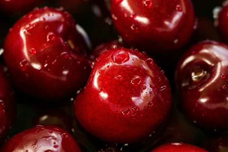 many fruits are covered with water droplets