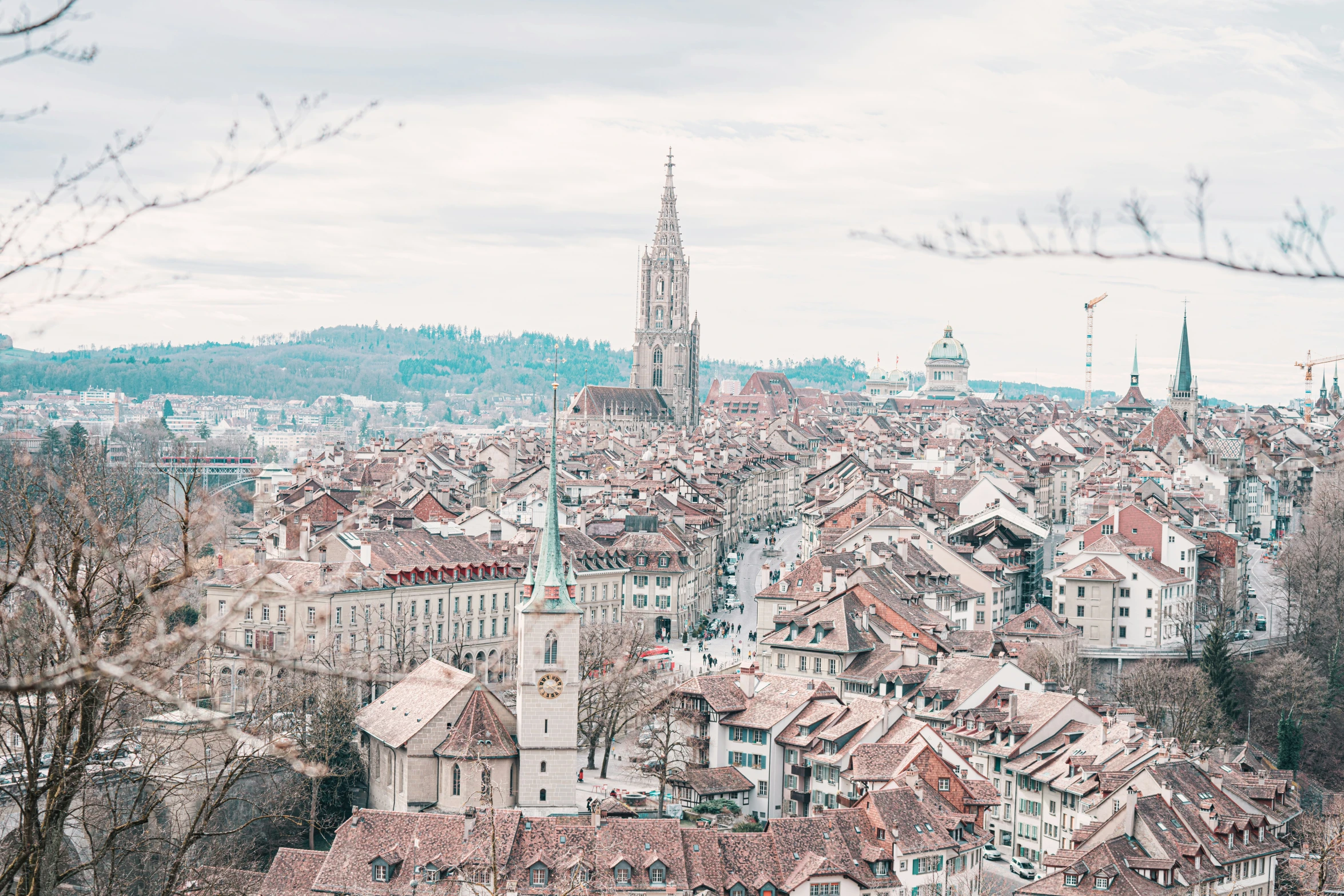 view of a city from the top of a hill