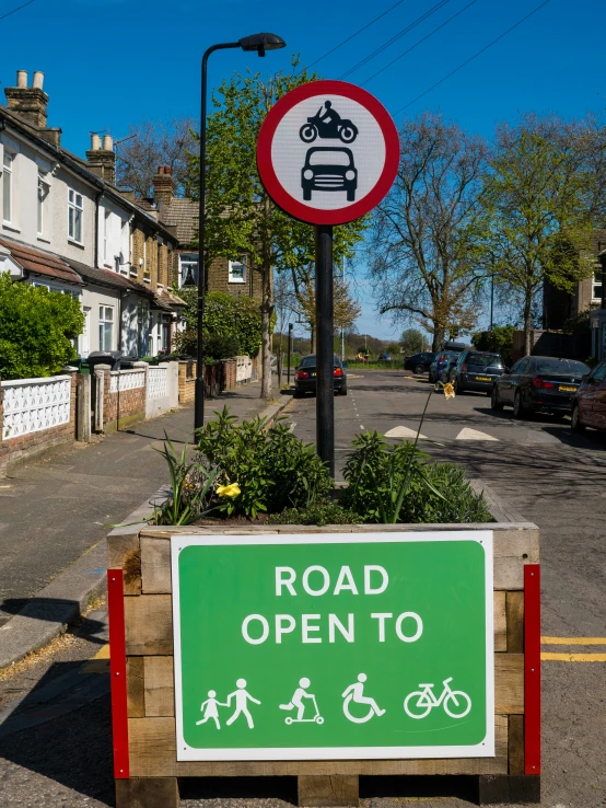 the road to open is located beside a tree