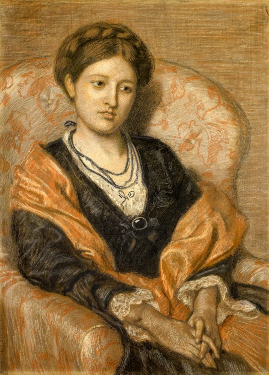 a portrait of a woman on a chair