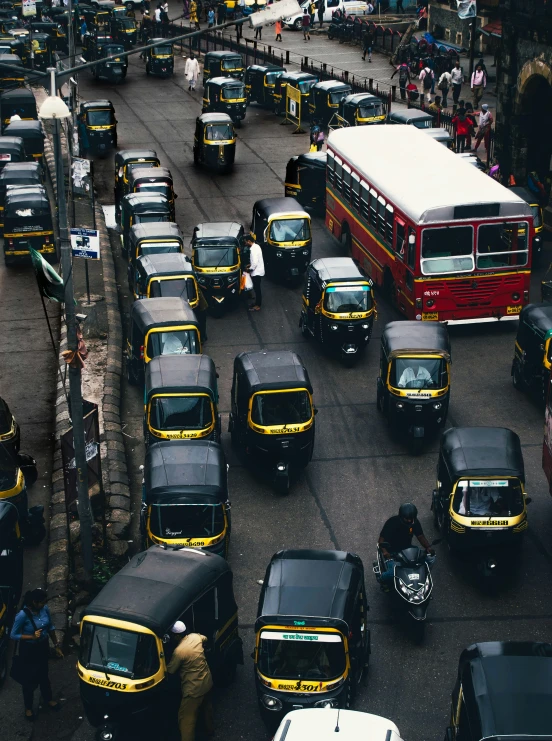 an aerial view of traffic backed up to the airport